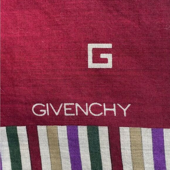 GIVENCHY Cranberry/Maroon Logo Scarf with Striped Border Edge. EUC! - Picture 3 of 6